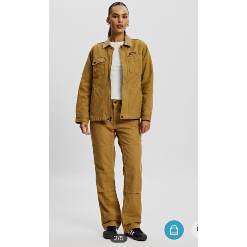 Patagonia Wmns Double Knee Canvas Work Pants Brown Straight Leg Pockets Size 10